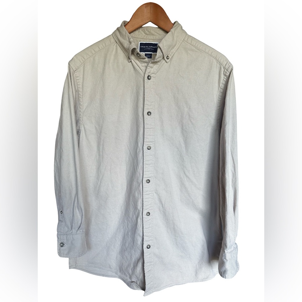 Charles Tyrwhitt Men's Light Cream Button Down Shirt Size M